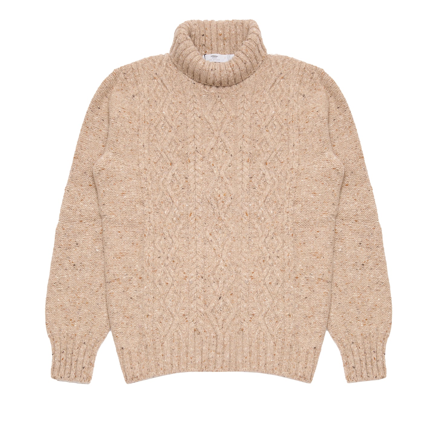 Inis Meáin Celebration Aran Turtleneck Jumper in Tan Fleck