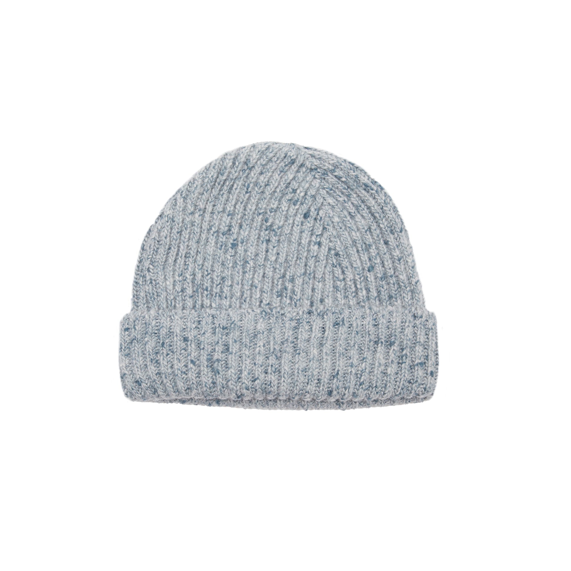 Inis Meáin Aran Rib Cashmere Hat in Blue Marl