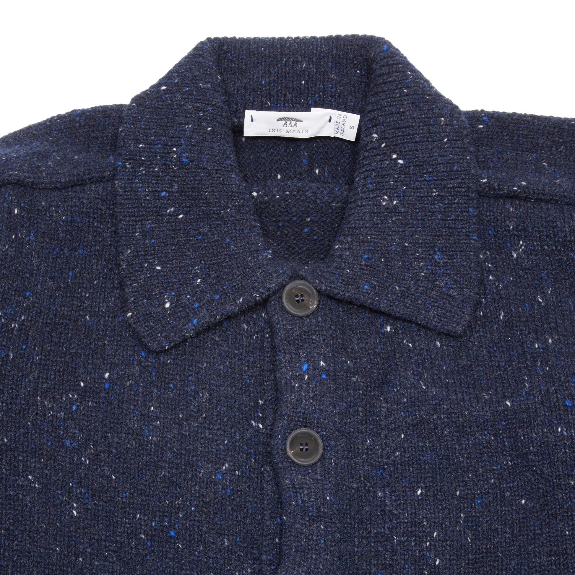 Inis Meáin Cashmere/Merino Carpenter Jacket in Navy Fleck