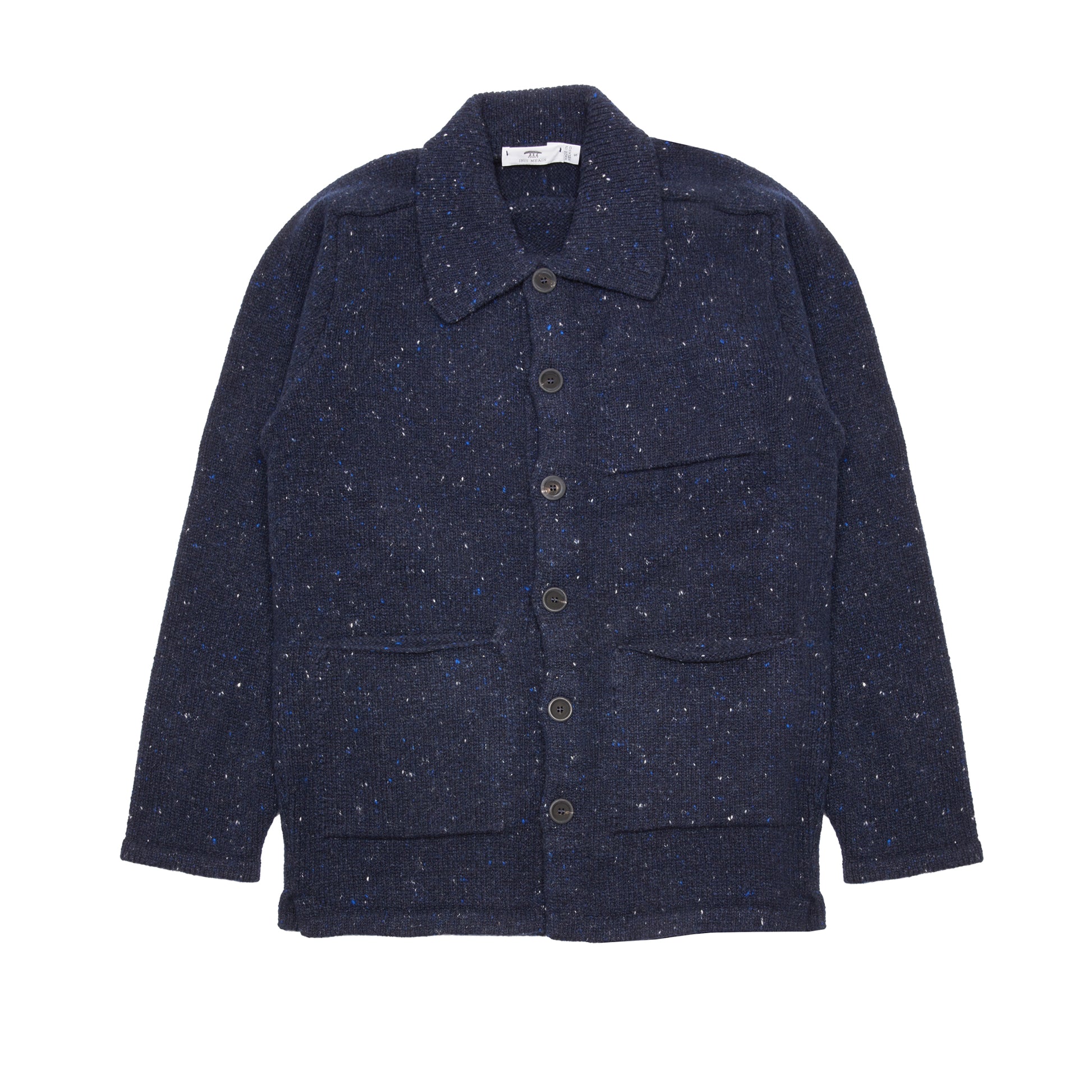 Inis Meáin Cashmere/Merino Carpenter Jacket in Navy Fleck