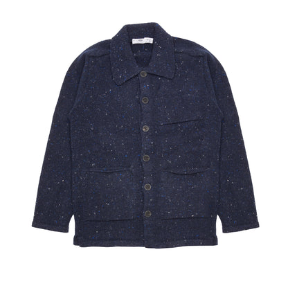 Inis Meáin Cashmere/Merino Carpenter Jacket in Navy Fleck