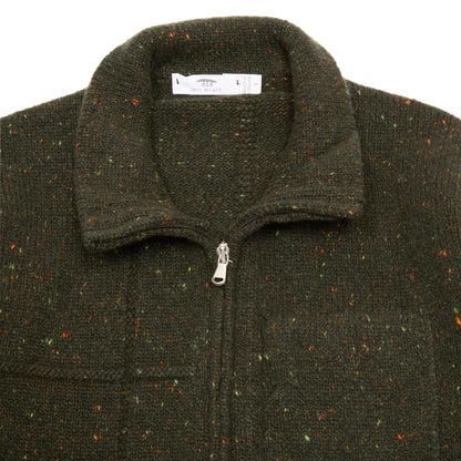 Inis Meáin Lifeline Full Zip in Green Fleck