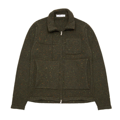 Inis Meáin Lifeline Full Zip in Green Fleck
