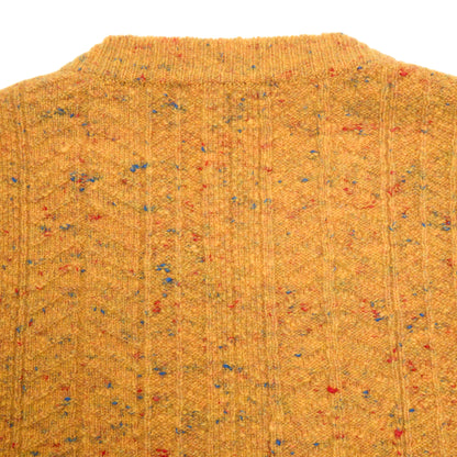 Inis Meáin Herringbone Crewneck Jumper in Yellow Fleck