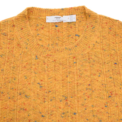 Inis Meáin Herringbone Crewneck Jumper in Yellow Fleck
