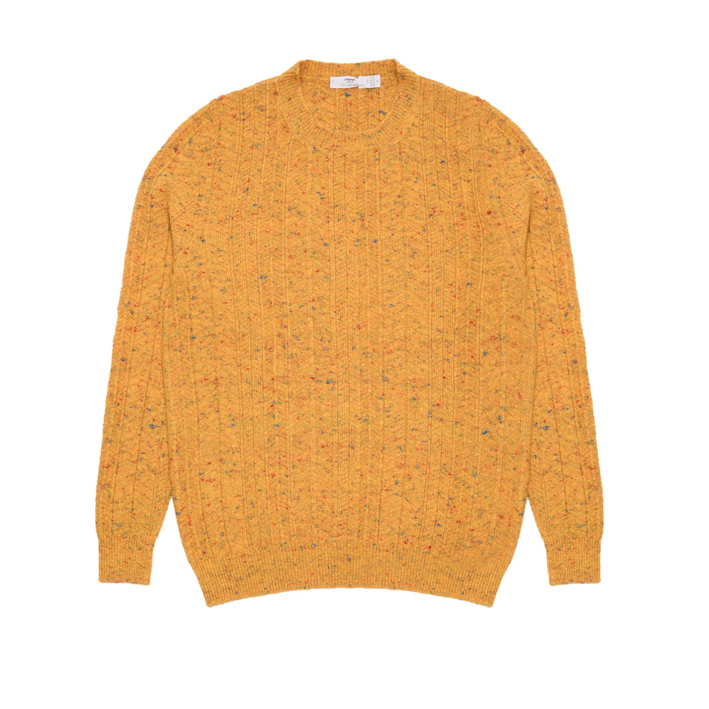 Inis Meáin Herringbone Crewneck Jumper in Yellow Fleck
