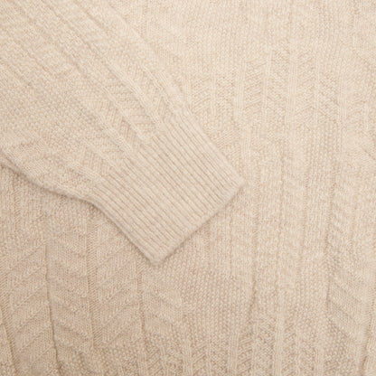 Inis Meáin Random Herringbone Jumper in Beige Marl