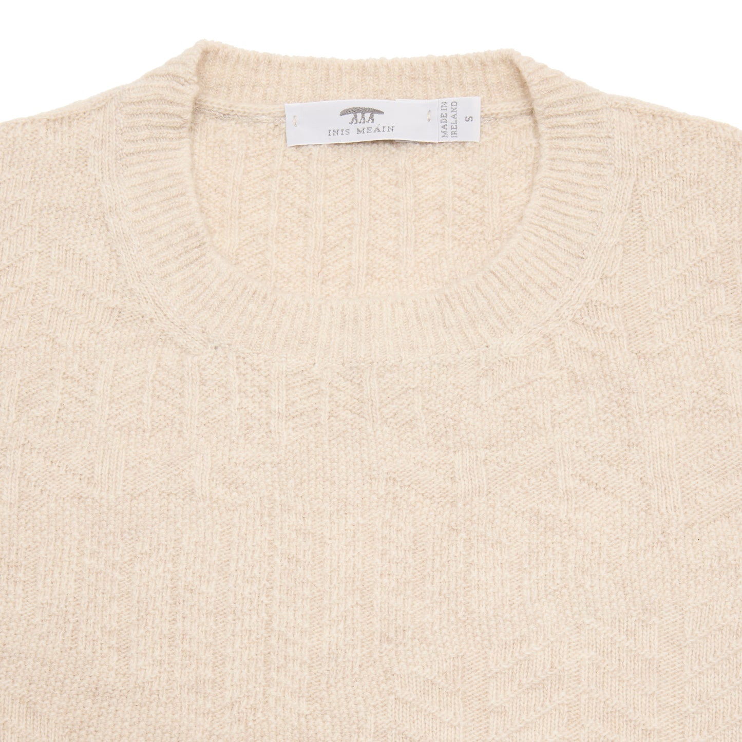 Inis Meáin Random Herringbone Jumper in Beige Marl