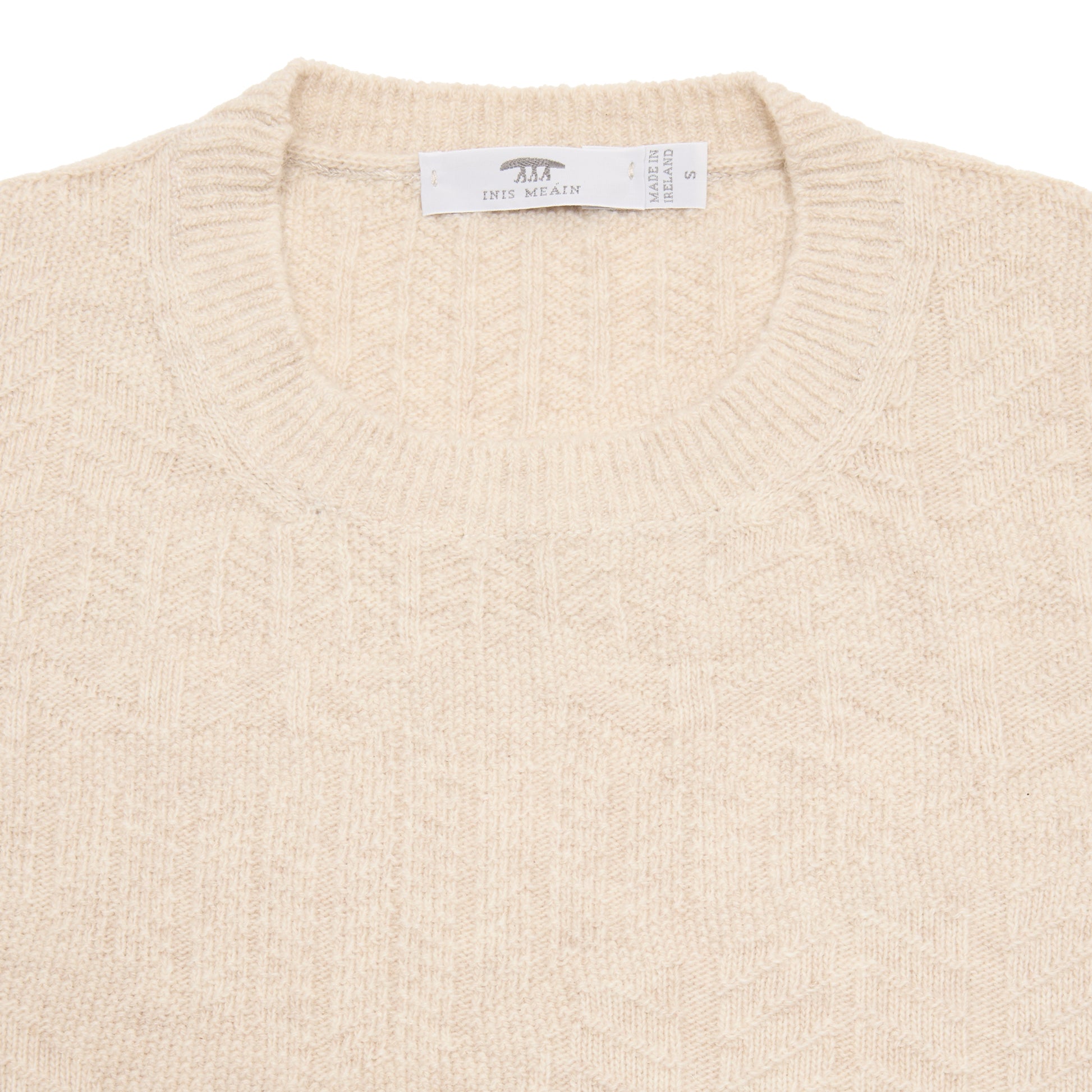 Inis Meáin Random Herringbone Jumper in Beige Marl