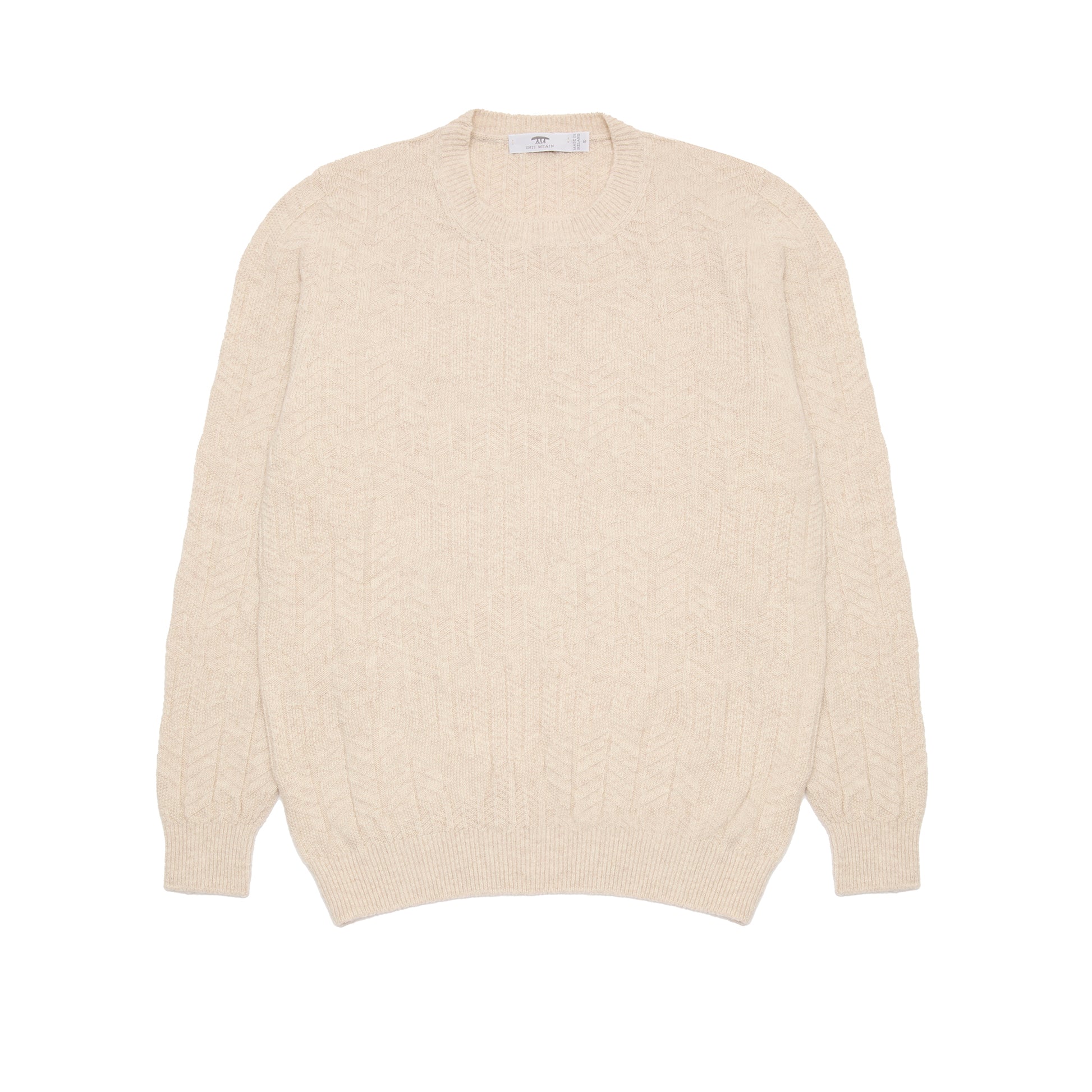 Inis Meáin Random Herringbone Jumper in Beige Marl