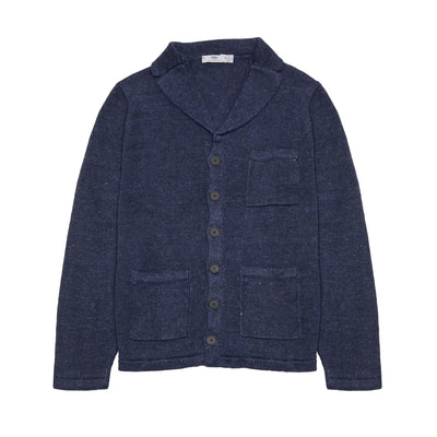 Inis Meáin Washed Linen Pub Jacket in Navy Marl 1