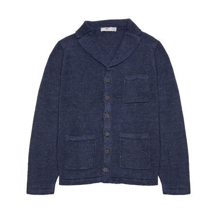 Inis Meáin Washed Linen Pub Jacket in Navy Marl 1