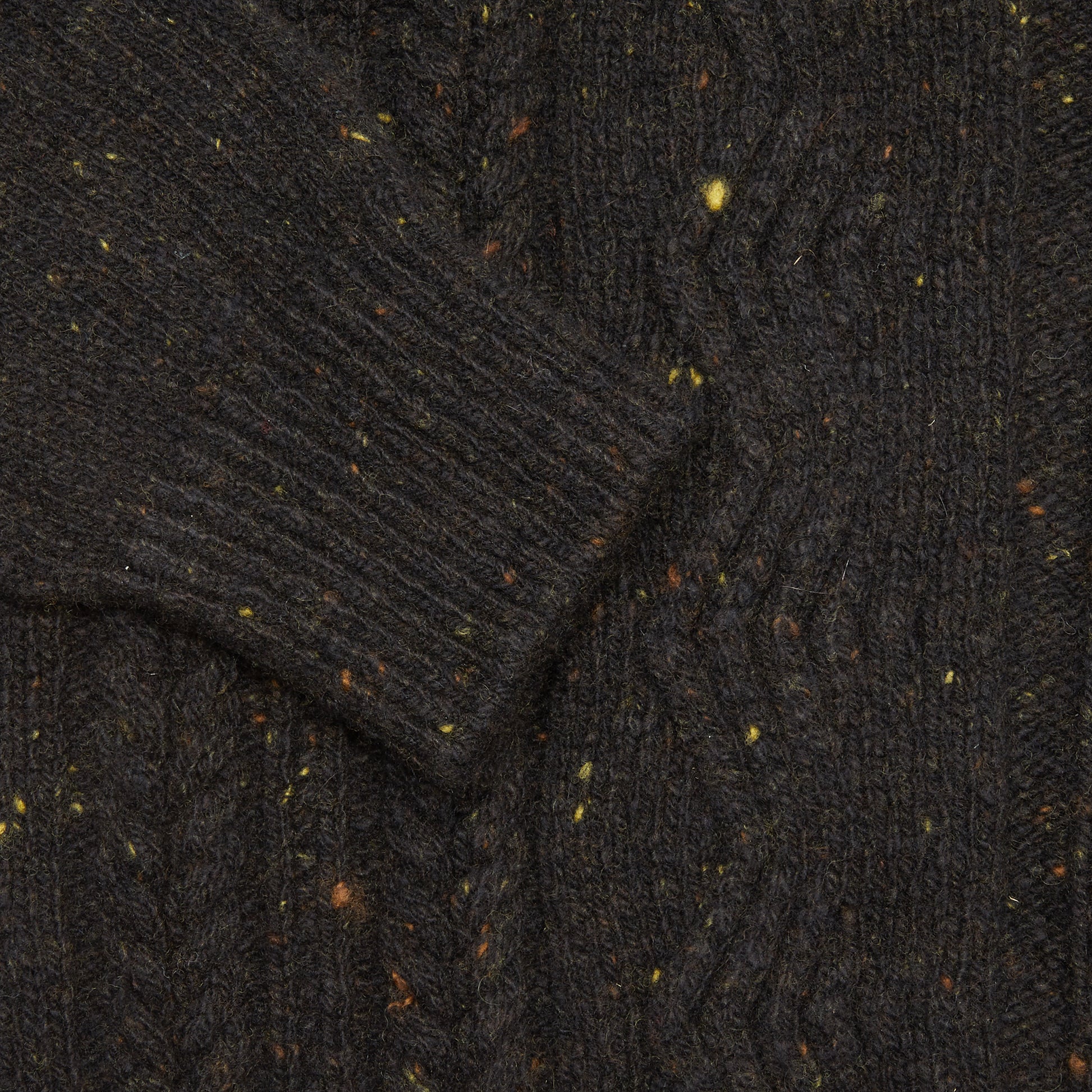 Inis Meáin Cashmere/Merino Ridges Aran Jumper in Natural Black Fleck