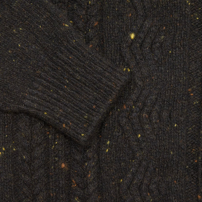 Inis Meáin Cashmere/Merino Ridges Aran Jumper in Natural Black Fleck