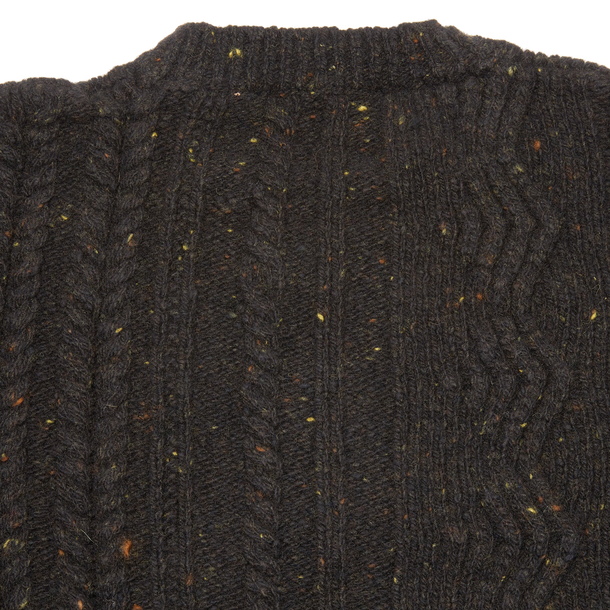 Inis Meáin Cashmere/Merino Ridges Aran Jumper in Natural Black Fleck