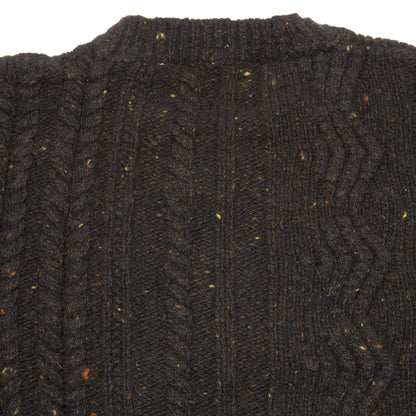 Inis Meáin Cashmere/Merino Ridges Aran Jumper in Natural Black Fleck