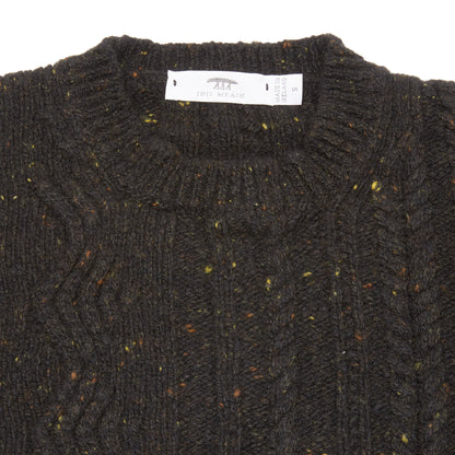 Inis Meáin Cashmere/Merino Ridges Aran Jumper in Natural Black Fleck