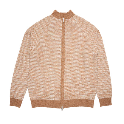 Inis Meáin Cotton/Linen Bomber Jacket in Brown/Cream