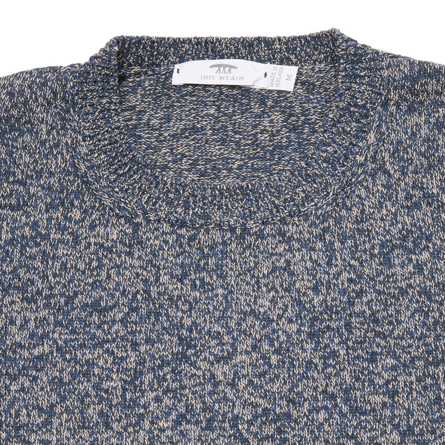 Inis Meáin Cotton/ Linen Classic Crew Neck in Navy Mix
