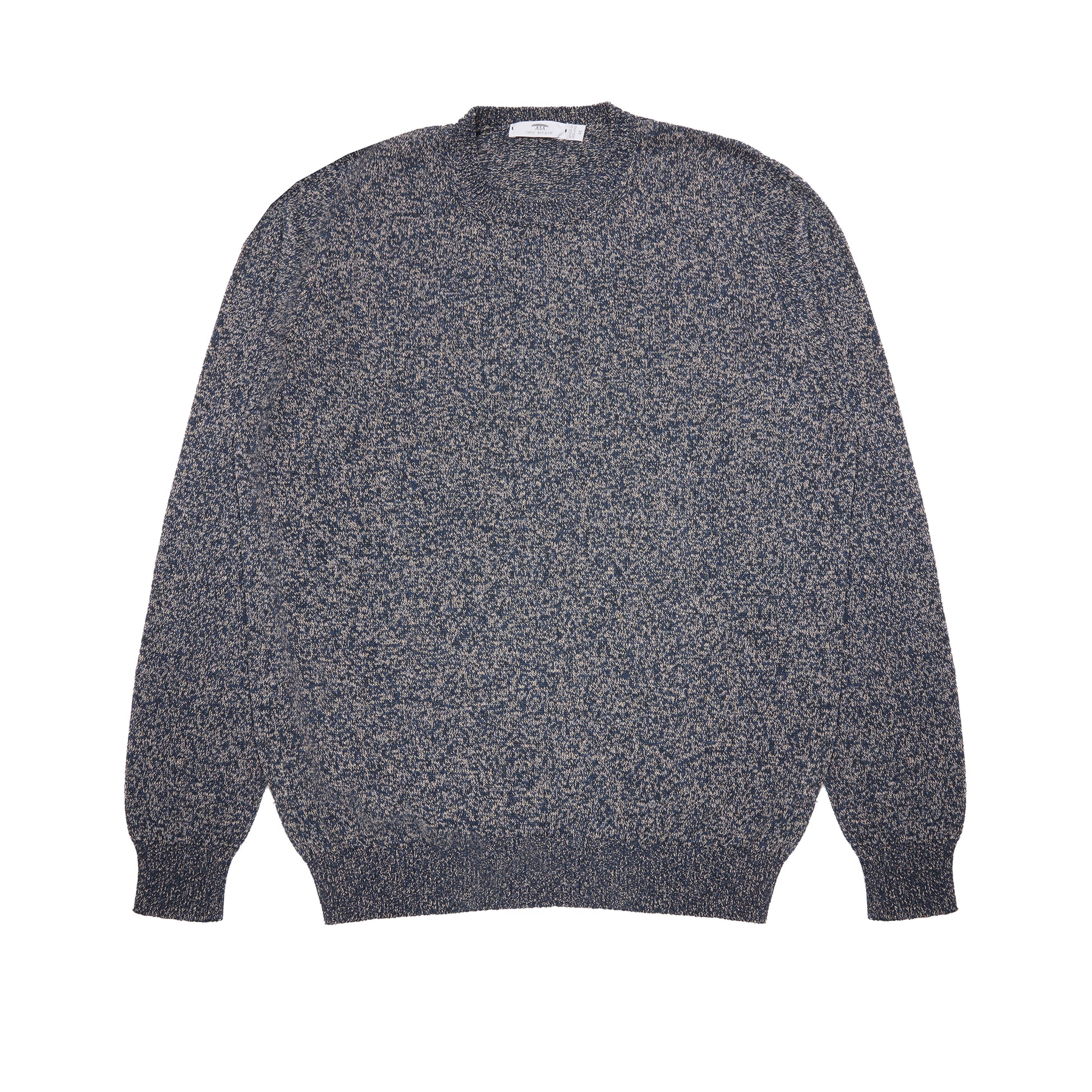Inis Meáin Cotton/ Linen Classic Crew Neck in Navy Mix