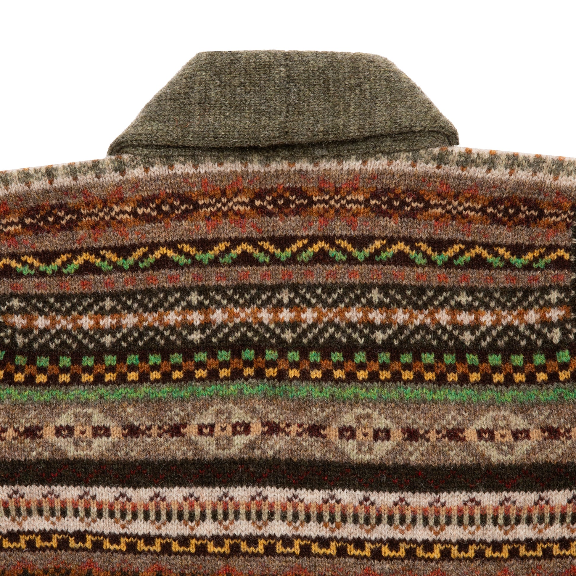 Jamieson's Fair Isle Double Shawl Cardigan in Moss Green 4