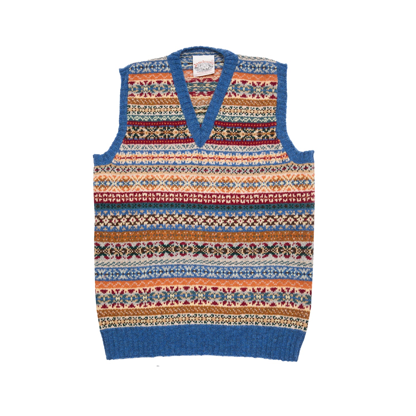 Jamieson's Fair Isle Slipover in Clyde Blue