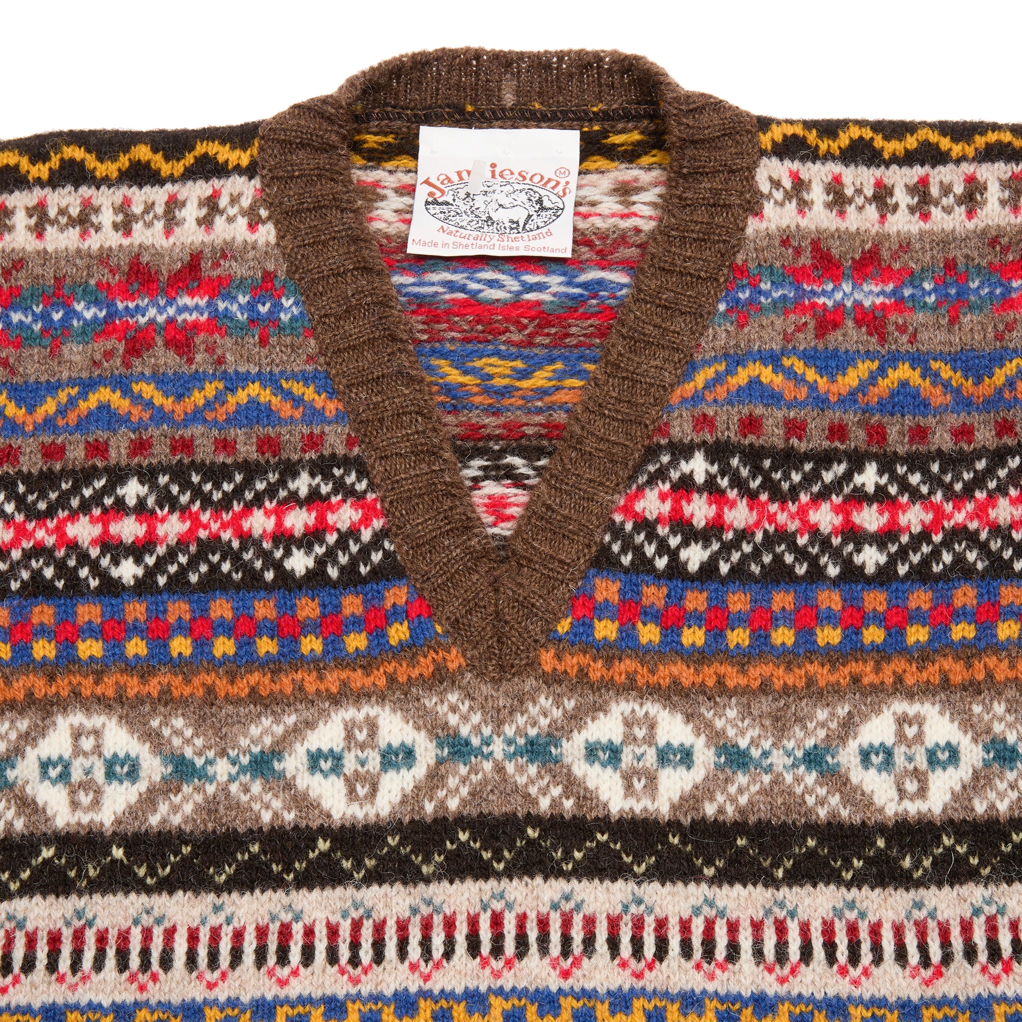 Pull en Coton Bleu-Rouge avec Bandes Fair Isle – Salla Boutique Pull en Coton Bleu-Rouge avec Bandes Fair Isle – Salla Boutique
