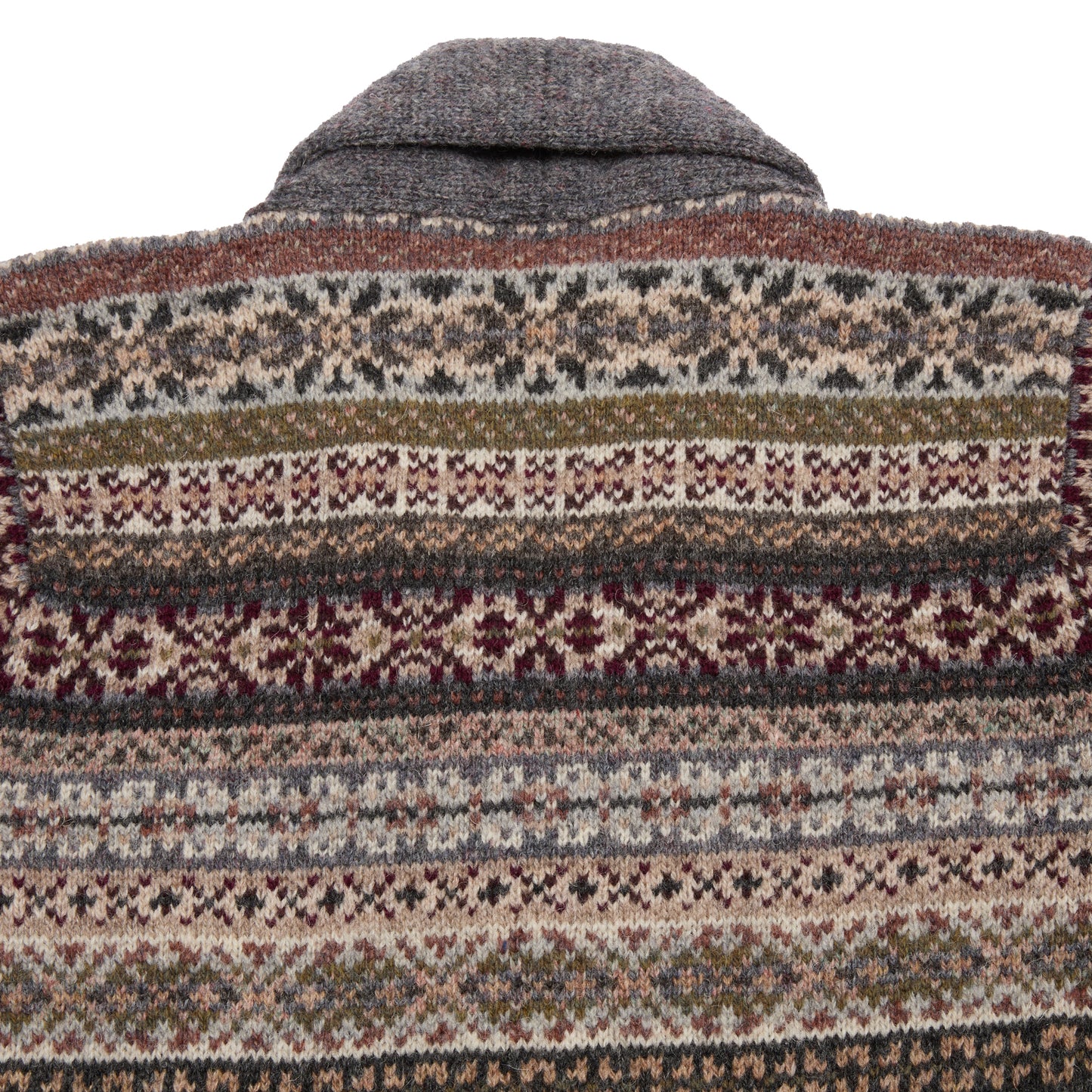 Jamieson's Fair Isle Double Shawl Cardigan in Grey
