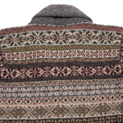 Jamieson's Fair Isle Double Shawl Cardigan in Grey