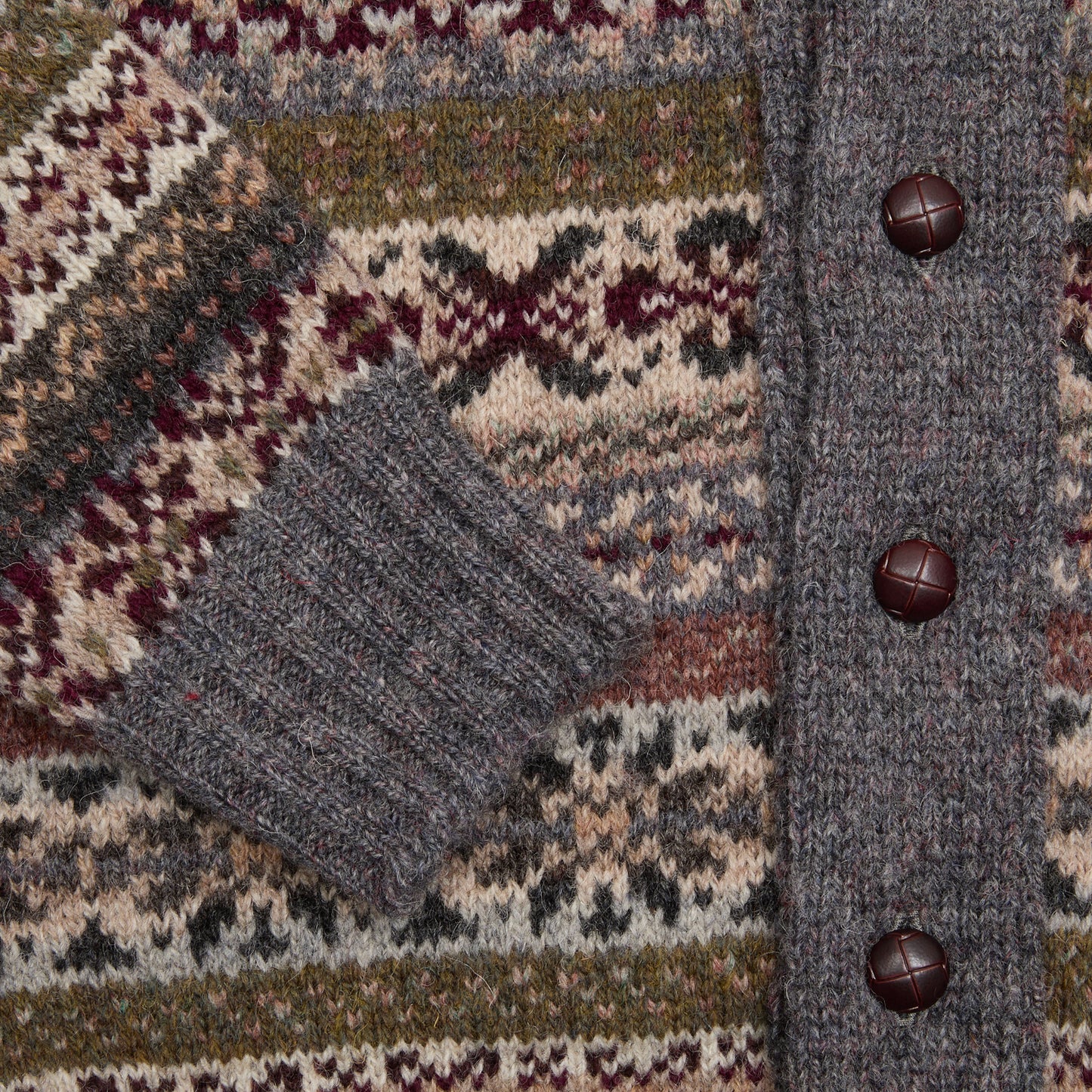 Jamieson's Fair Isle Double Shawl Cardigan in Grey
