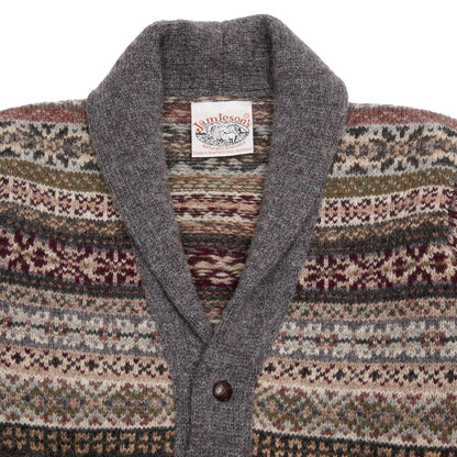 Jamieson's Fair Isle Double Shawl Cardigan in Grey