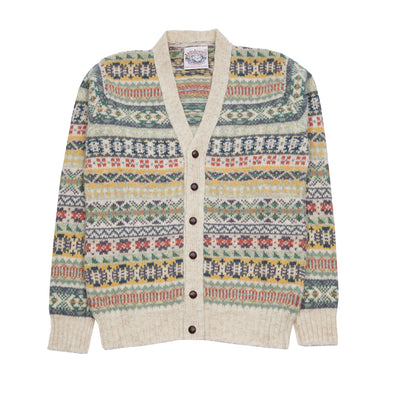 <p>Fair Isle cardigan knitted from 100% Shetland wool.</p> <p>Made in Scotland.</p>