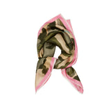 KONRAD Celia Silk Scarf in Dairy / Cream and Camouflage / Khaki 1