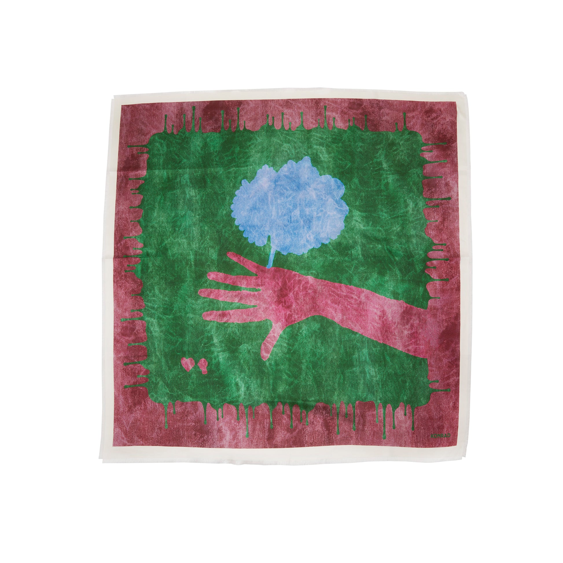 KONRAD Marie Silk Hand Scarf in Khaki / Blue 2