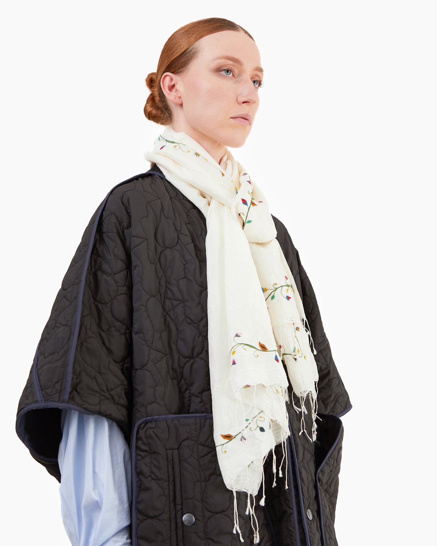 Runaway Bicycle Gaia Hand Embroidered Silk Scarf