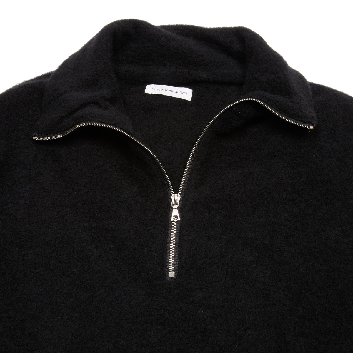 Kaptain Sunshine Silk/Wool Fleece Pullover in Black