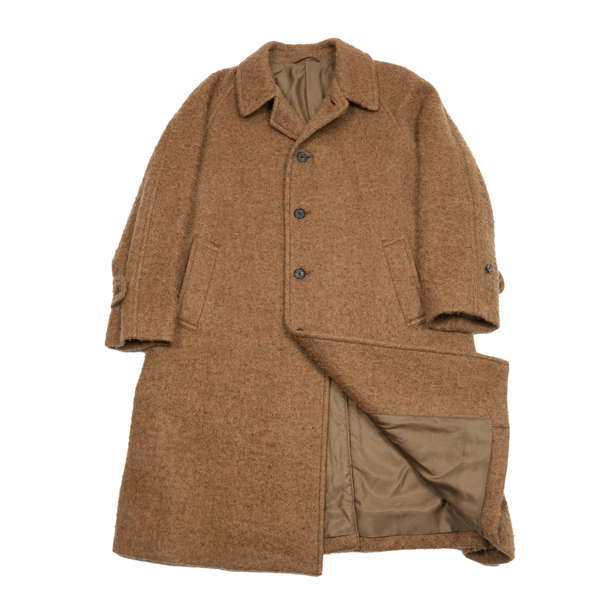 Kaptain Sunshine Napped Wool Umbrella Coat in Top Khaki