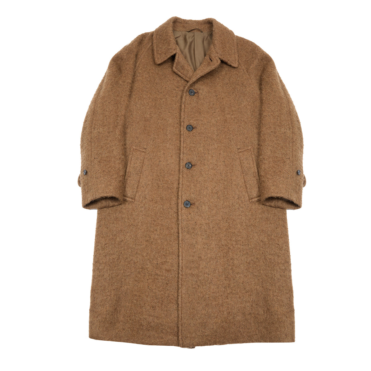Kaptain Sunshine Napped Wool Umbrella Coat in Top Khaki