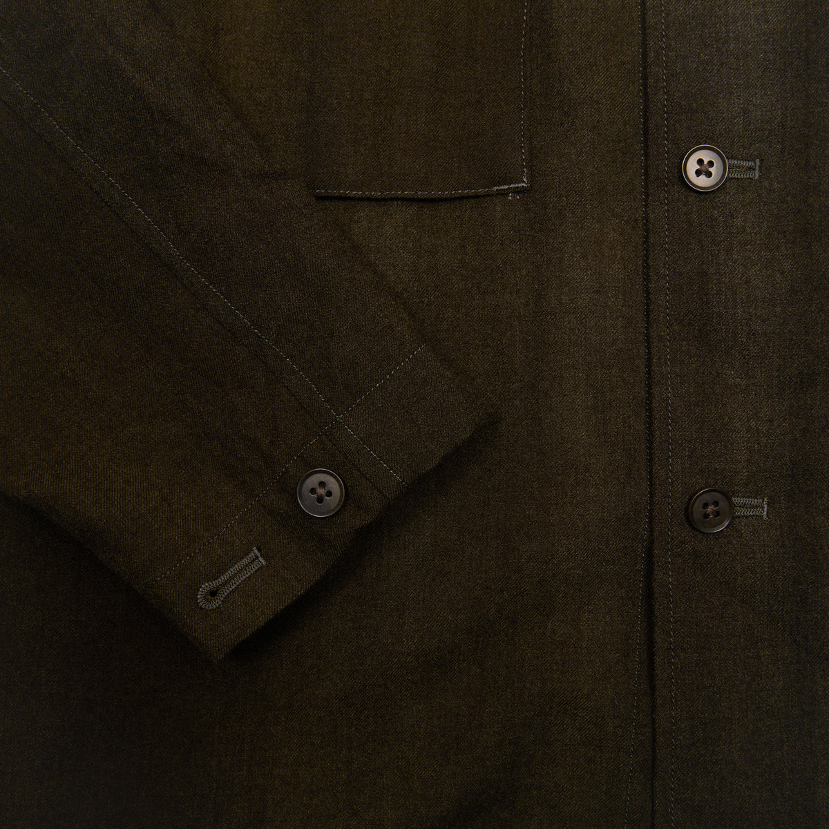Kaptain Sunshine Uneven-dyed Gabardine Field Shirt Jacket in Olive