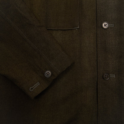 Kaptain Sunshine Uneven-dyed Gabardine Field Shirt Jacket in Olive