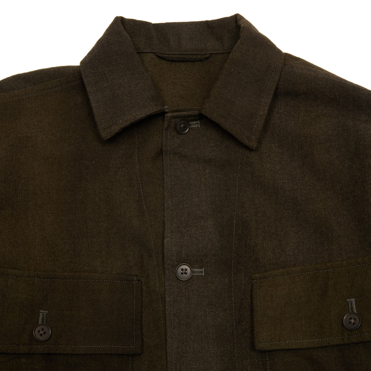 Kaptain Sunshine Uneven-dyed Gabardine Field Shirt Jacket in Olive