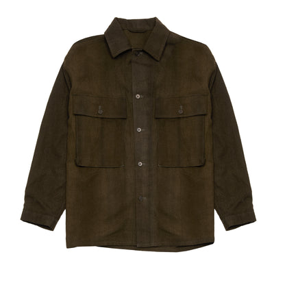 Kaptain Sunshine Uneven-dyed Gabardine Field Shirt Jacket in Olive