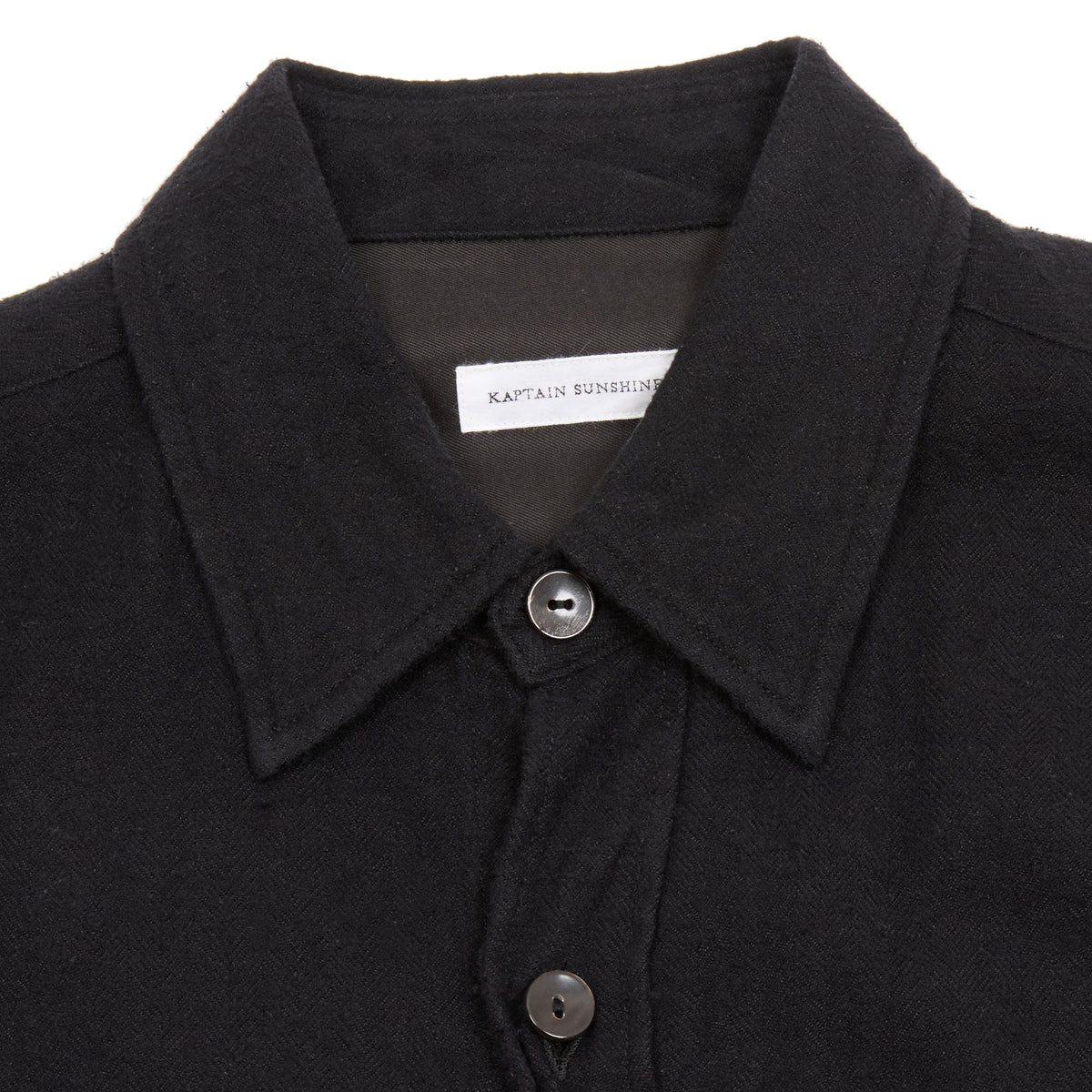 Kaptain Sunshine Silk Flannel 2Pockets Shirt in Black