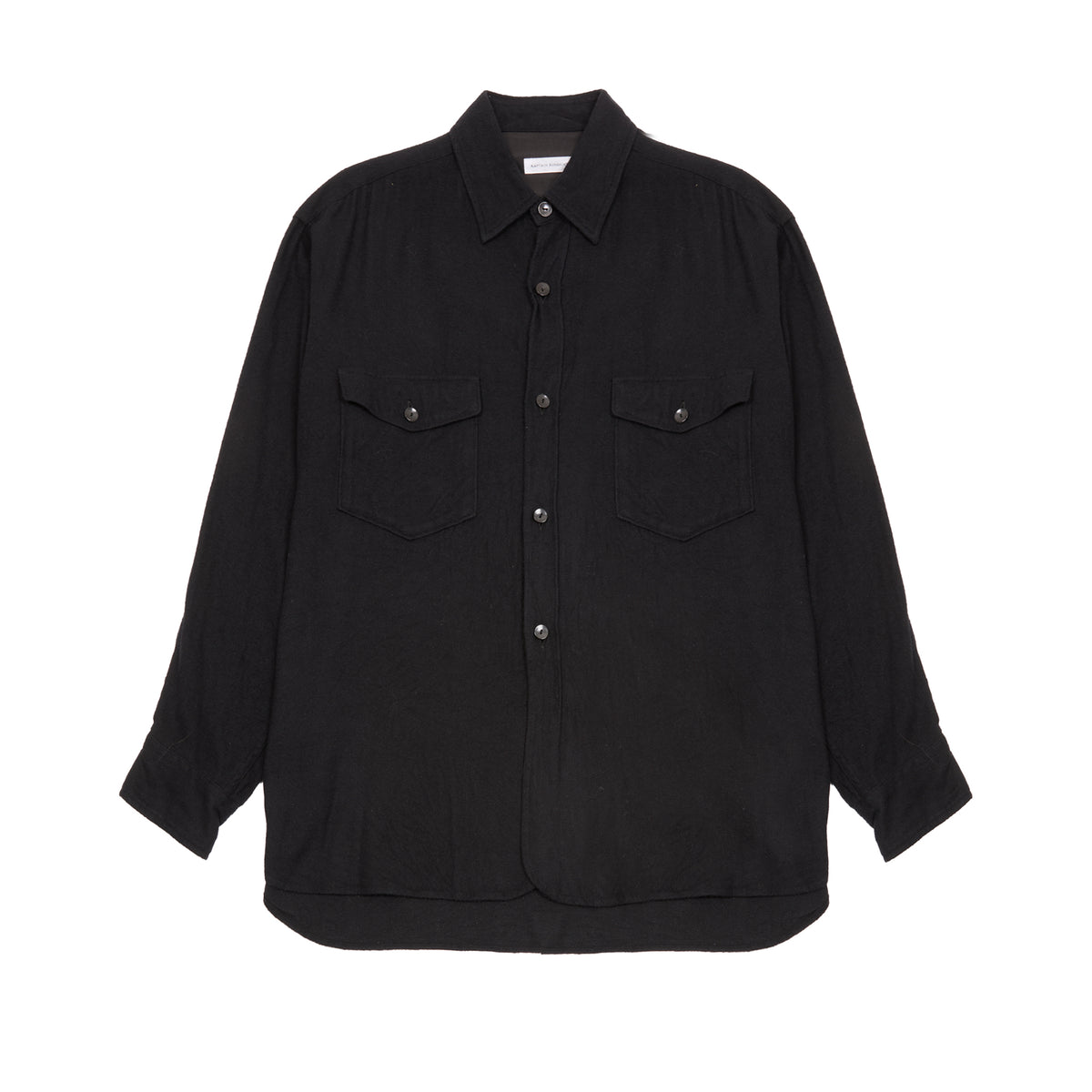 Kaptain Sunshine Silk Flannel 2Pockets Shirt in Black