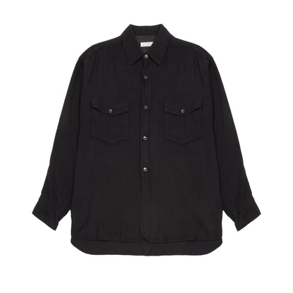 Kaptain Sunshine Silk Flannel 2Pockets Shirt in Black