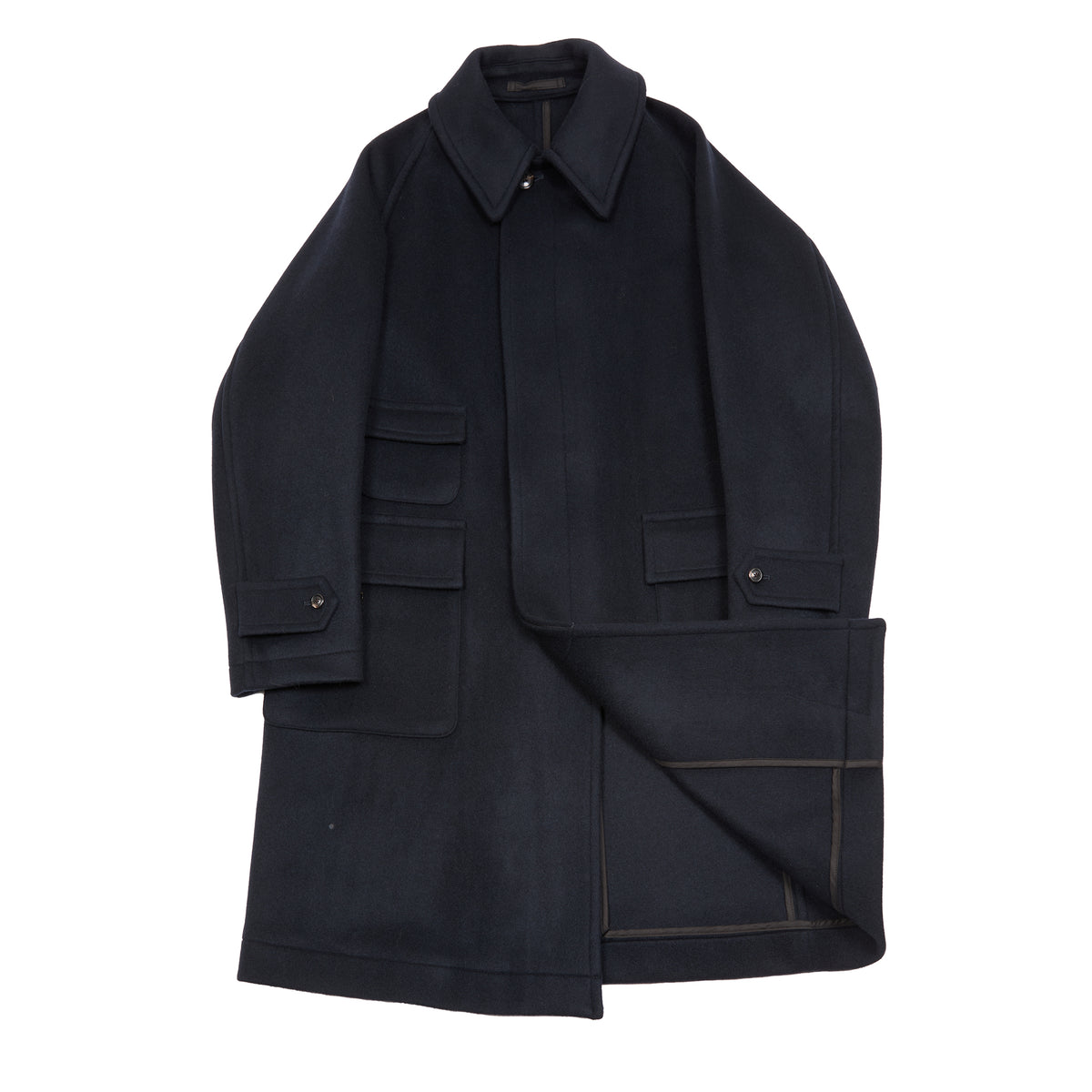 Kaptain Sunshine Traveller Wool Coat in Top Navy