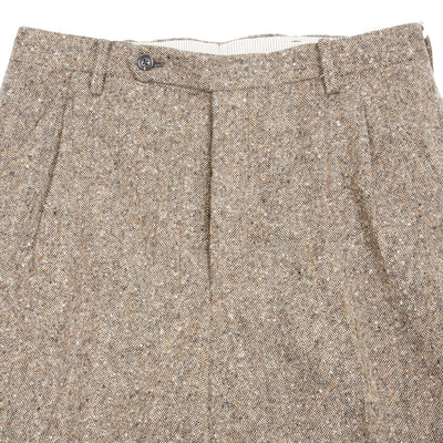 Kaptain Sunshine Donegal Tweed Manhattan Trousers in Khaki Nep