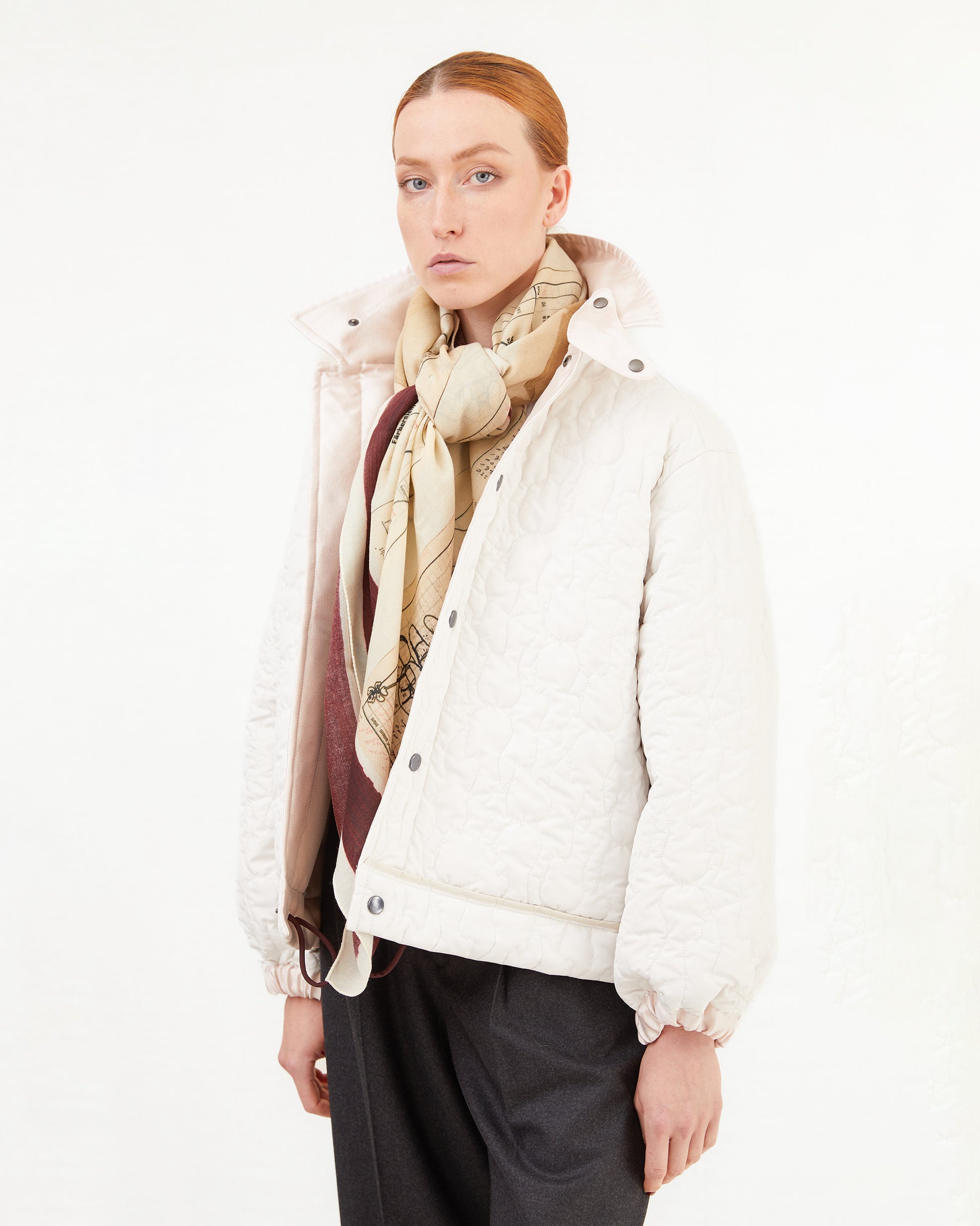 KONRAD Jo Square Scarf in Plants Cream Print
