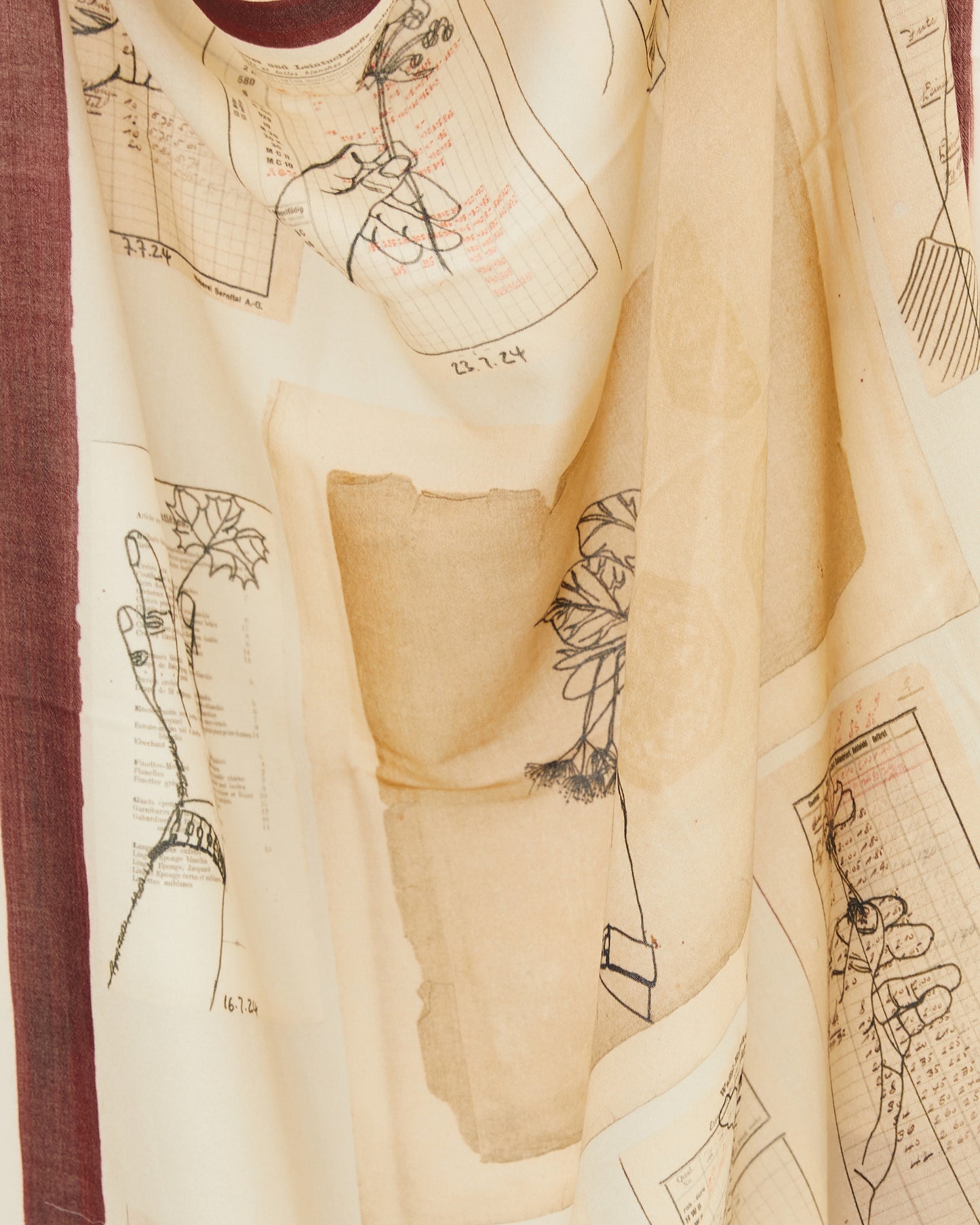 KONRAD Jo Square Scarf in Plants Cream Print