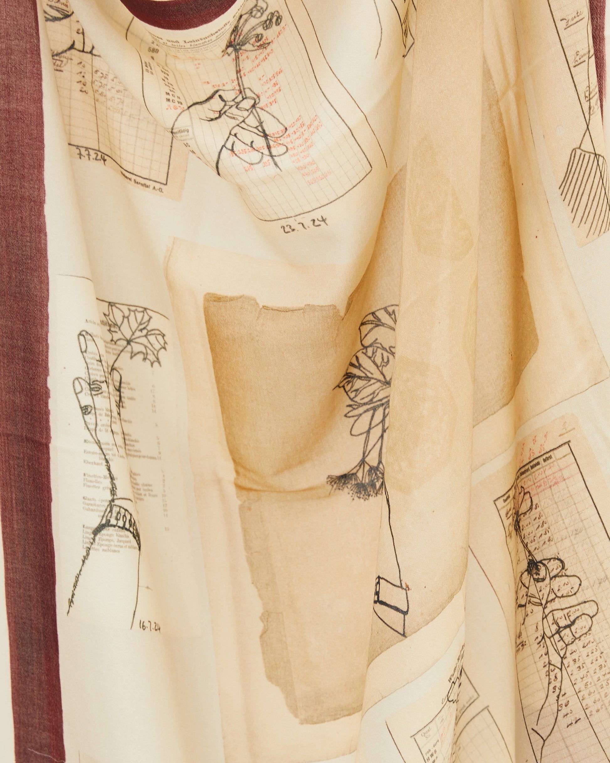 KONRAD Jo Square Scarf in Plants Cream Print